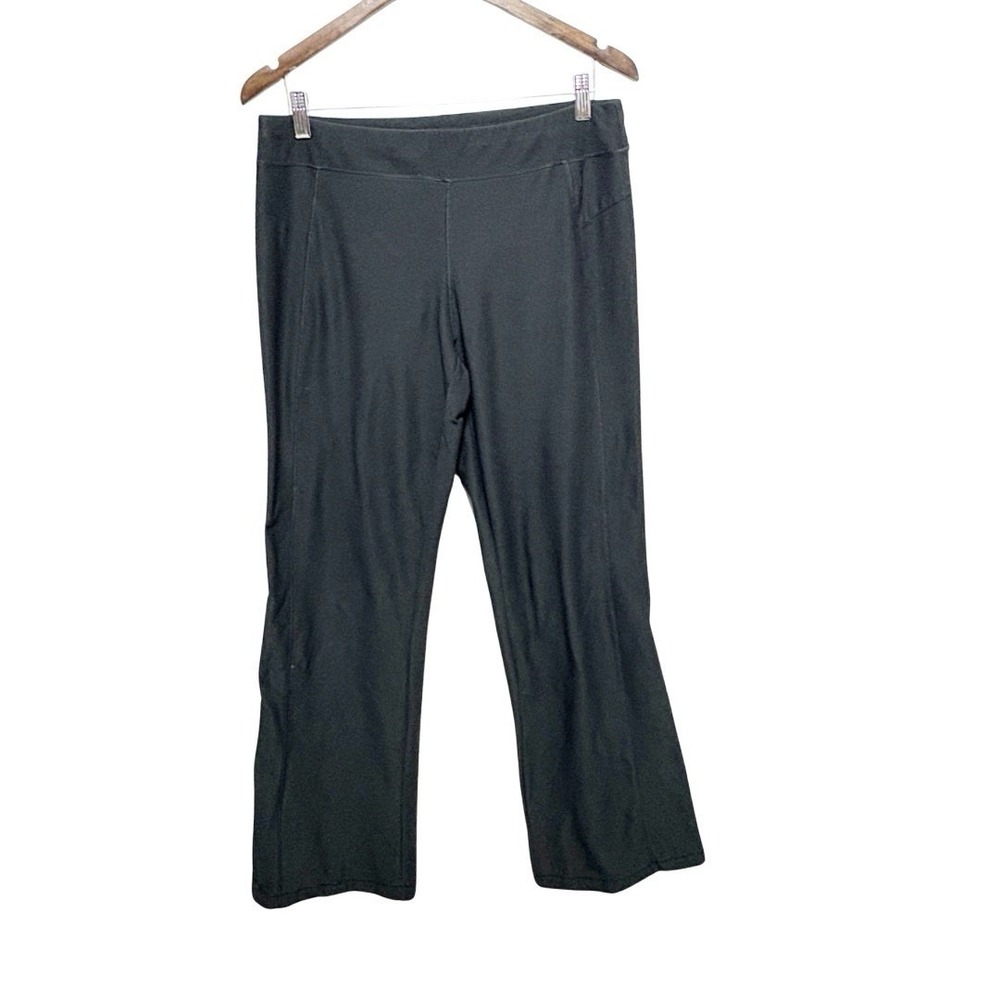 LL Bean Pants Womens M Black Stretch Knit Pull On Elastic Waist Zip Pocket Comfy